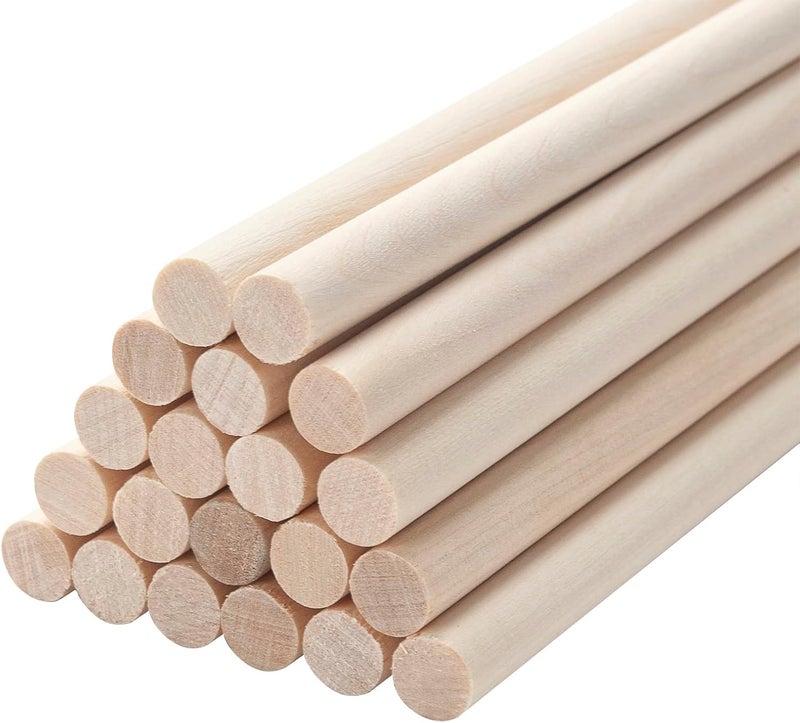Coowayze Wooden Dowels Wood Sticks for Crafts 3/8 x 12, 20 PCS Wood Dowel Rods, Round Macrame Dowels, Unfinished Hardwood Sticks for Arts and DIYers, Crafting, Tiered Cake Support and Wedding Ribbon Wands - Image 1